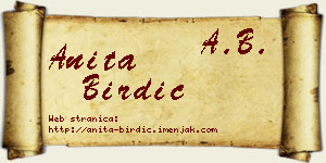 Anita Birdić vizit kartica
